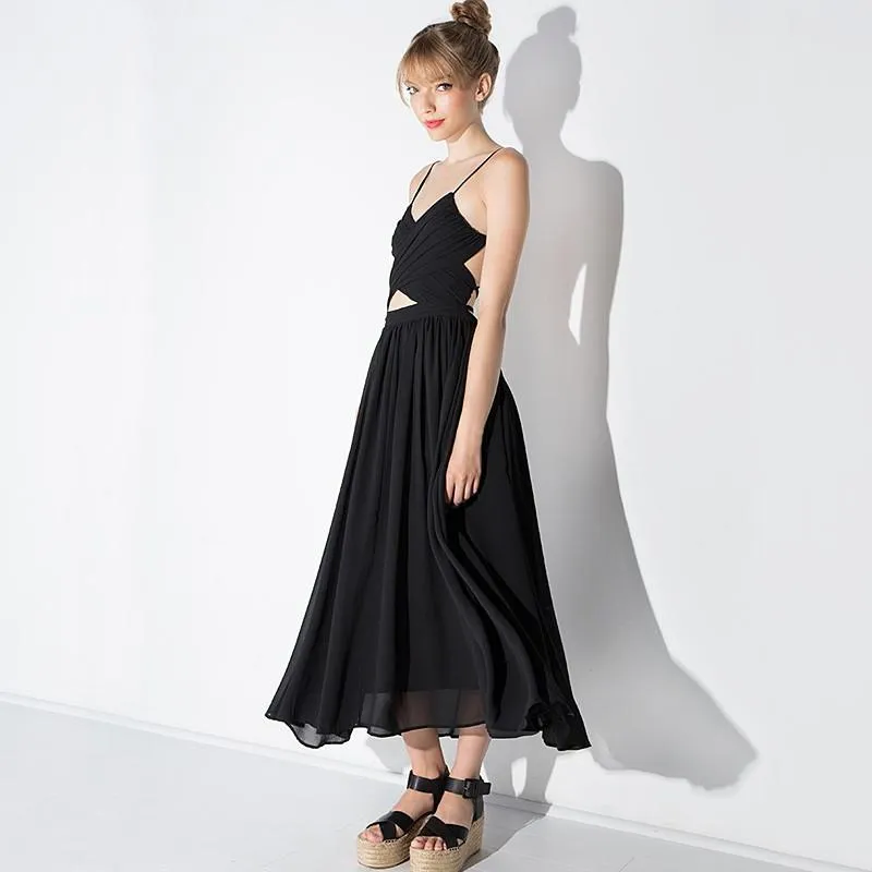 Jemma Black Chiffon A Line Dress