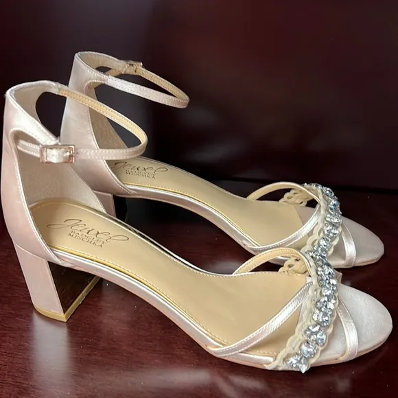 Jewel Badgley Mischka Embellished Formal Party Evening Wedding Heel Sz. 7.5