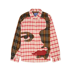 KID SUPER PATCHWORK FACE FLANNEL SHIRT RED