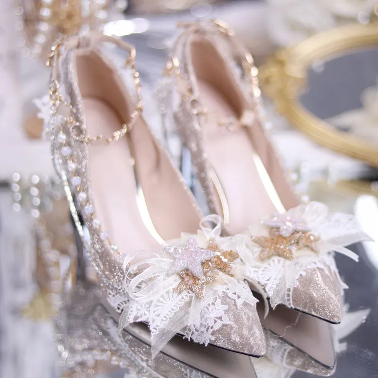 Lace Floral Heels Shoes