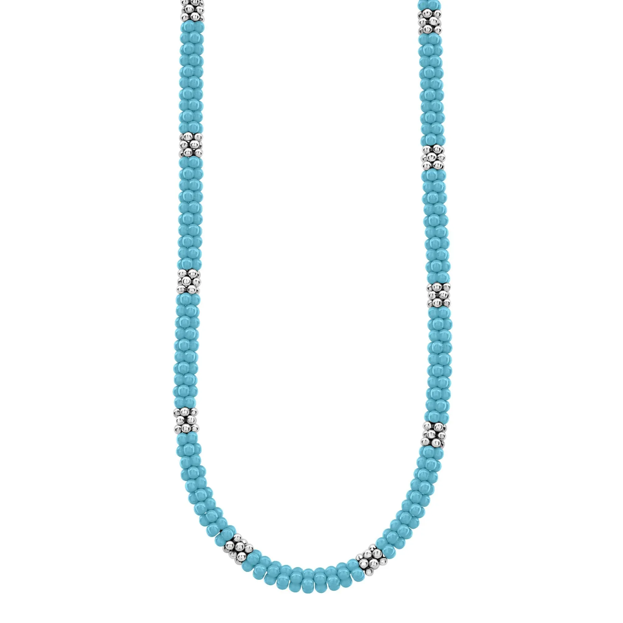 LAGOS Blue Caviar Silver Station Ceramic Beaded Necklace, 5mm