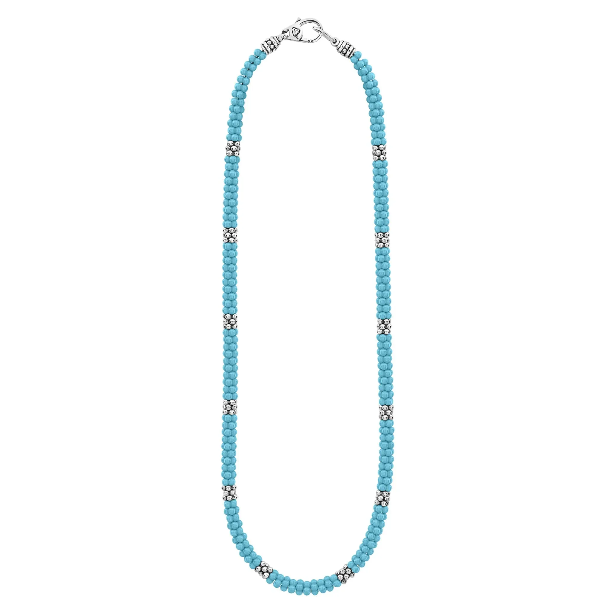 LAGOS Blue Caviar Silver Station Ceramic Beaded Necklace, 5mm