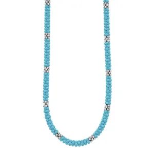 LAGOS Blue Caviar Silver Station Ceramic Beaded Necklace, 5mm