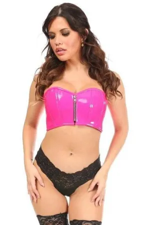 Lavish Hot Pink Patent Short Bustier Top