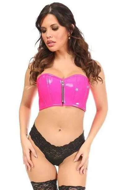 Lavish Hot Pink Patent Short Bustier Top