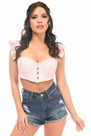 Lavish Lt Pink Eyelet Underwire Bustier Top w/Removable Ruffle Sleeves