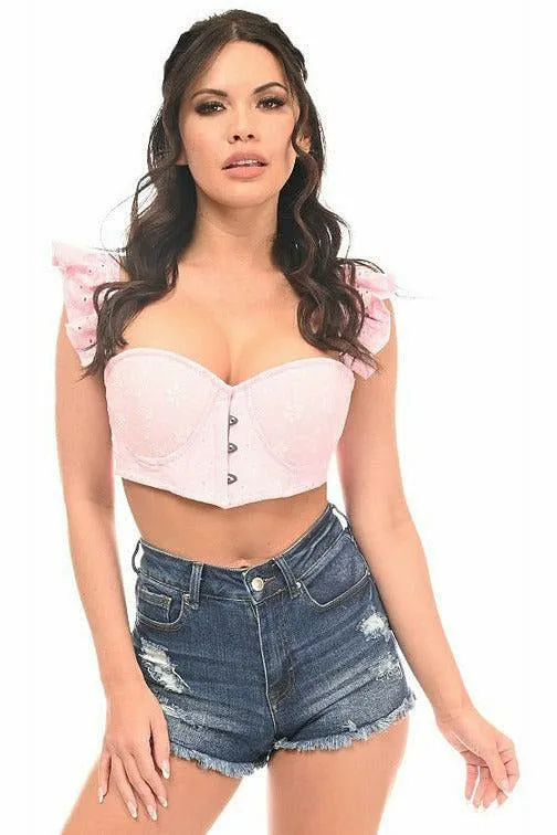 Lavish Lt Pink Eyelet Underwire Bustier Top w/Removable Ruffle Sleeves