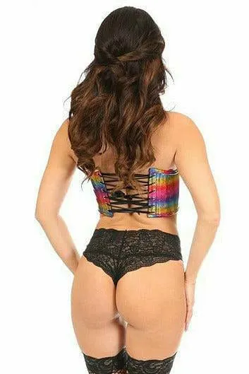 Lavish Rainbow Glitter Short Bustier Top