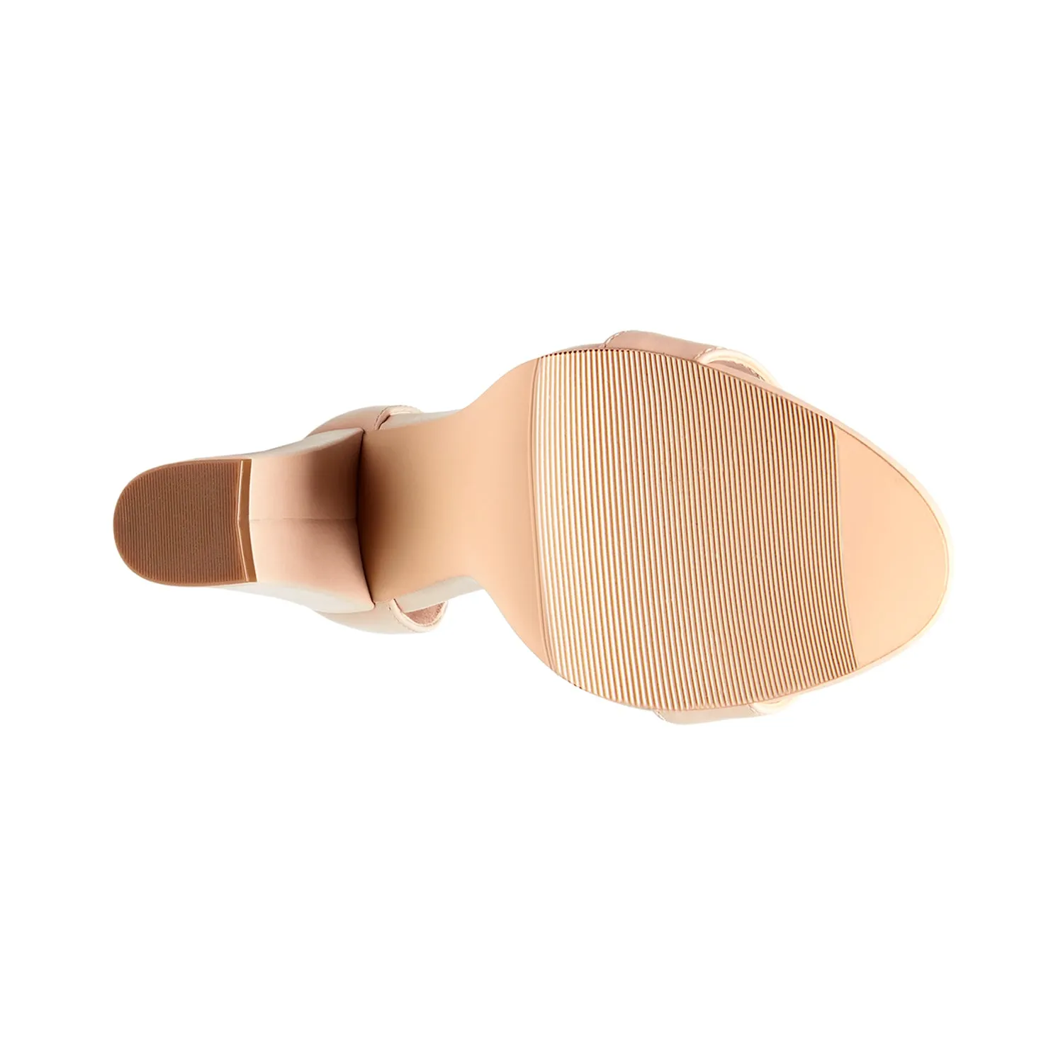 Leather Open Toe Ankle Strap Block Heel