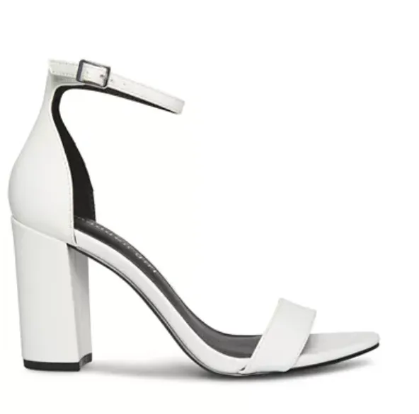 Leather Open Toe Ankle Strap Block Heel
