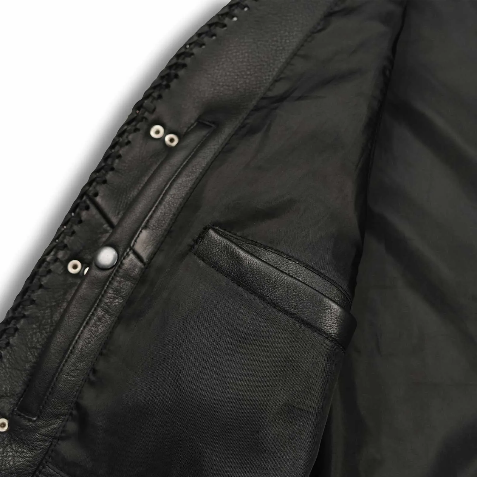 Leatherick Short Body Fish Hook Leather Waistcoat with Side Laces