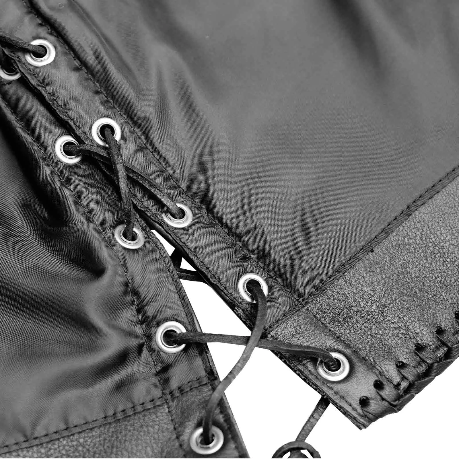 Leatherick Short Body Fish Hook Leather Waistcoat with Side Laces