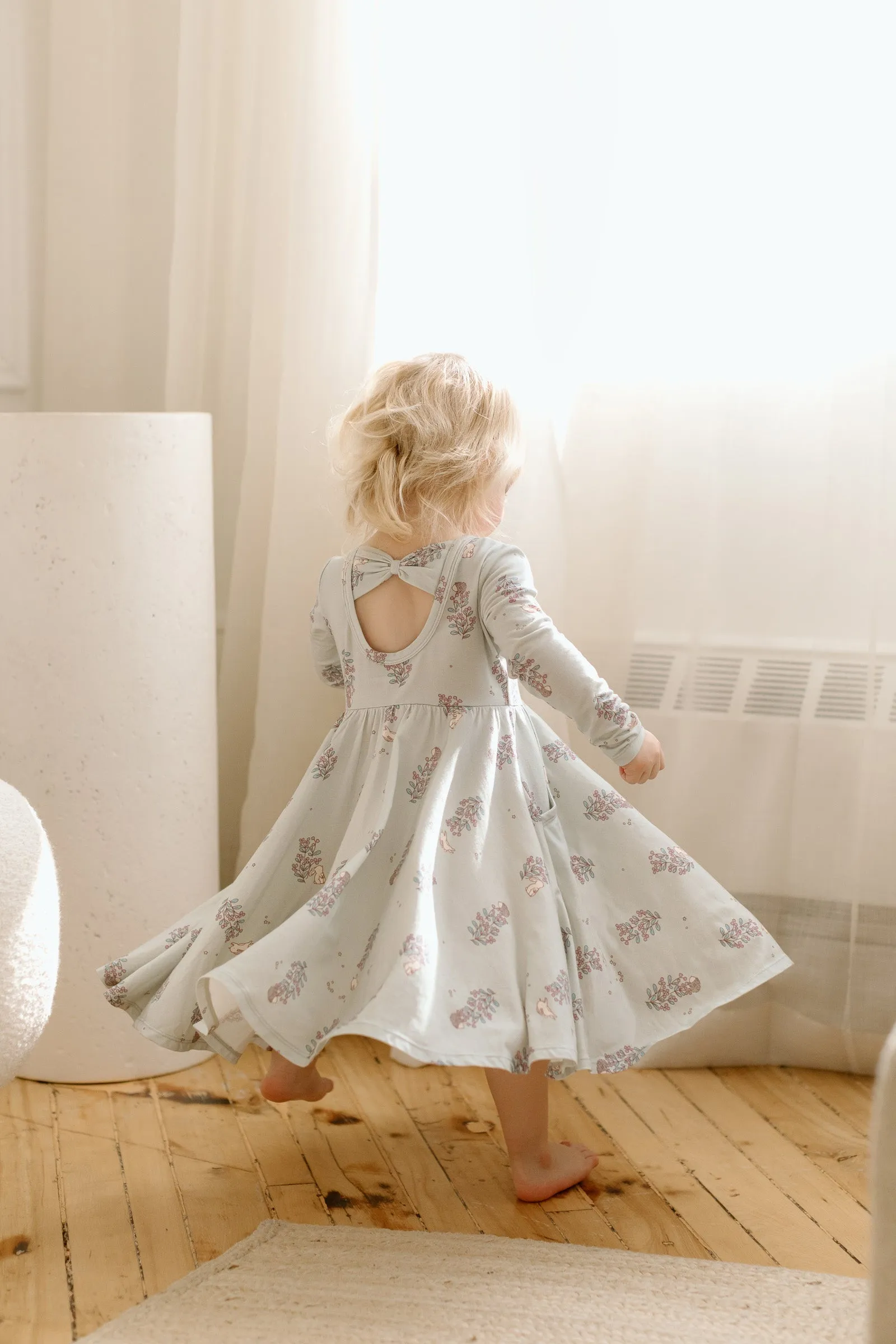 Long Sleeve Skater Dress - Hedgehog Forest