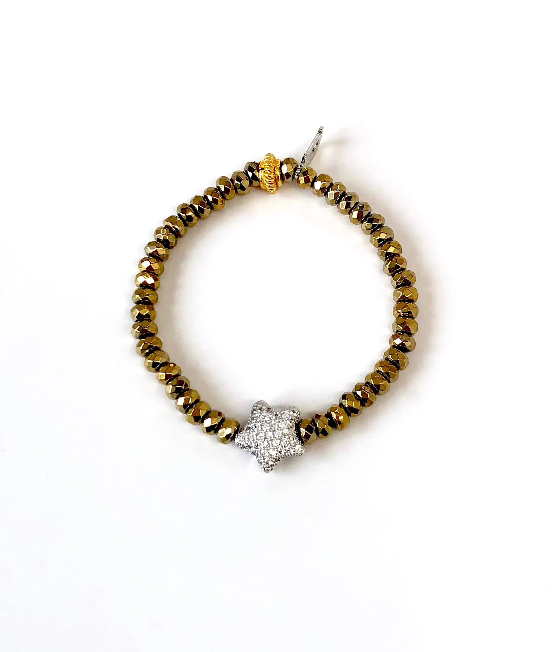 'Mommy & Me' Silver & Gold Star & Hematite Bracelet Set