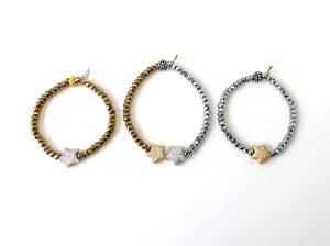 'Mommy & Me' Silver & Gold Star & Hematite Bracelet Set