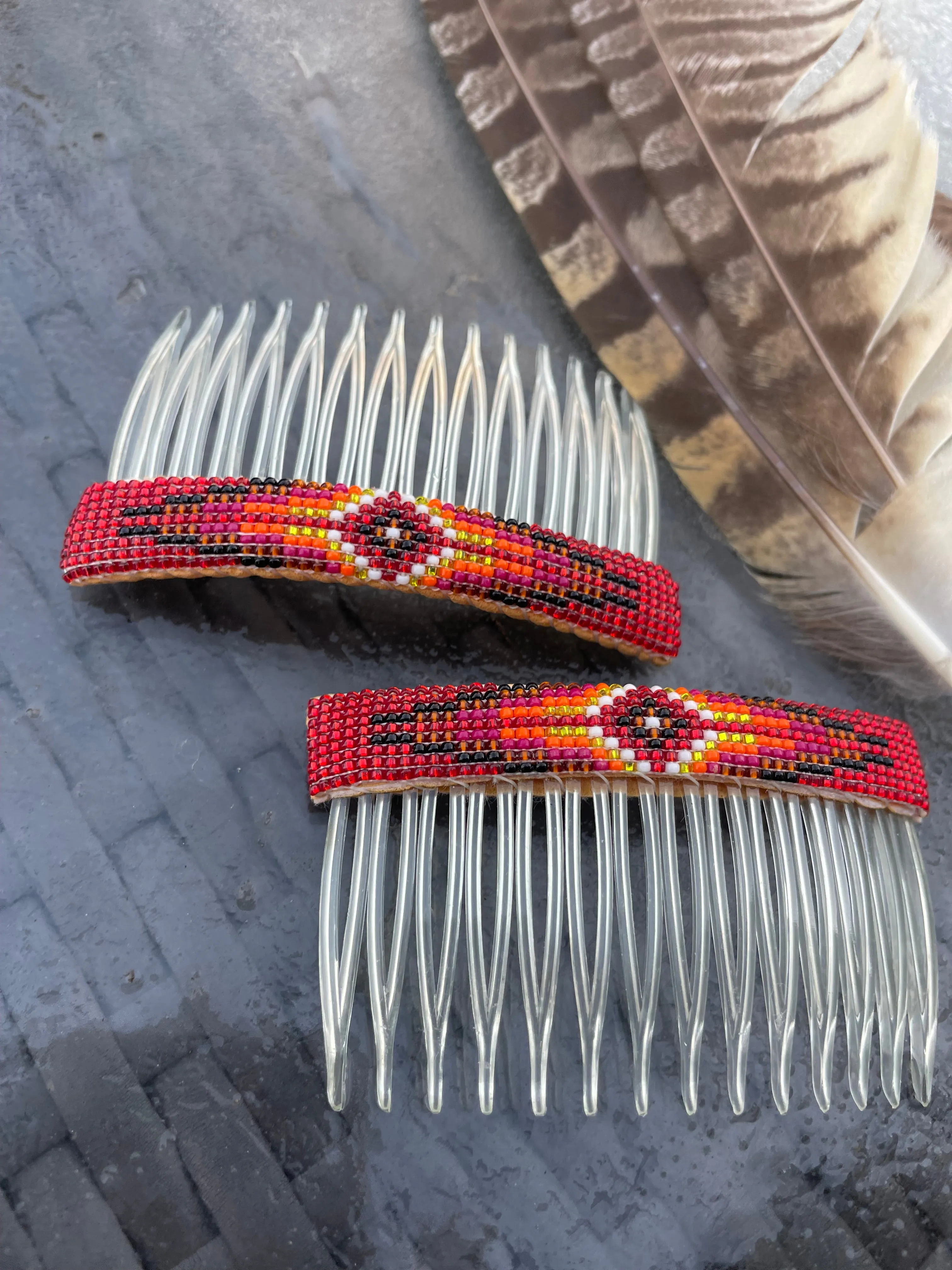 Native American Beaded Hair Combs