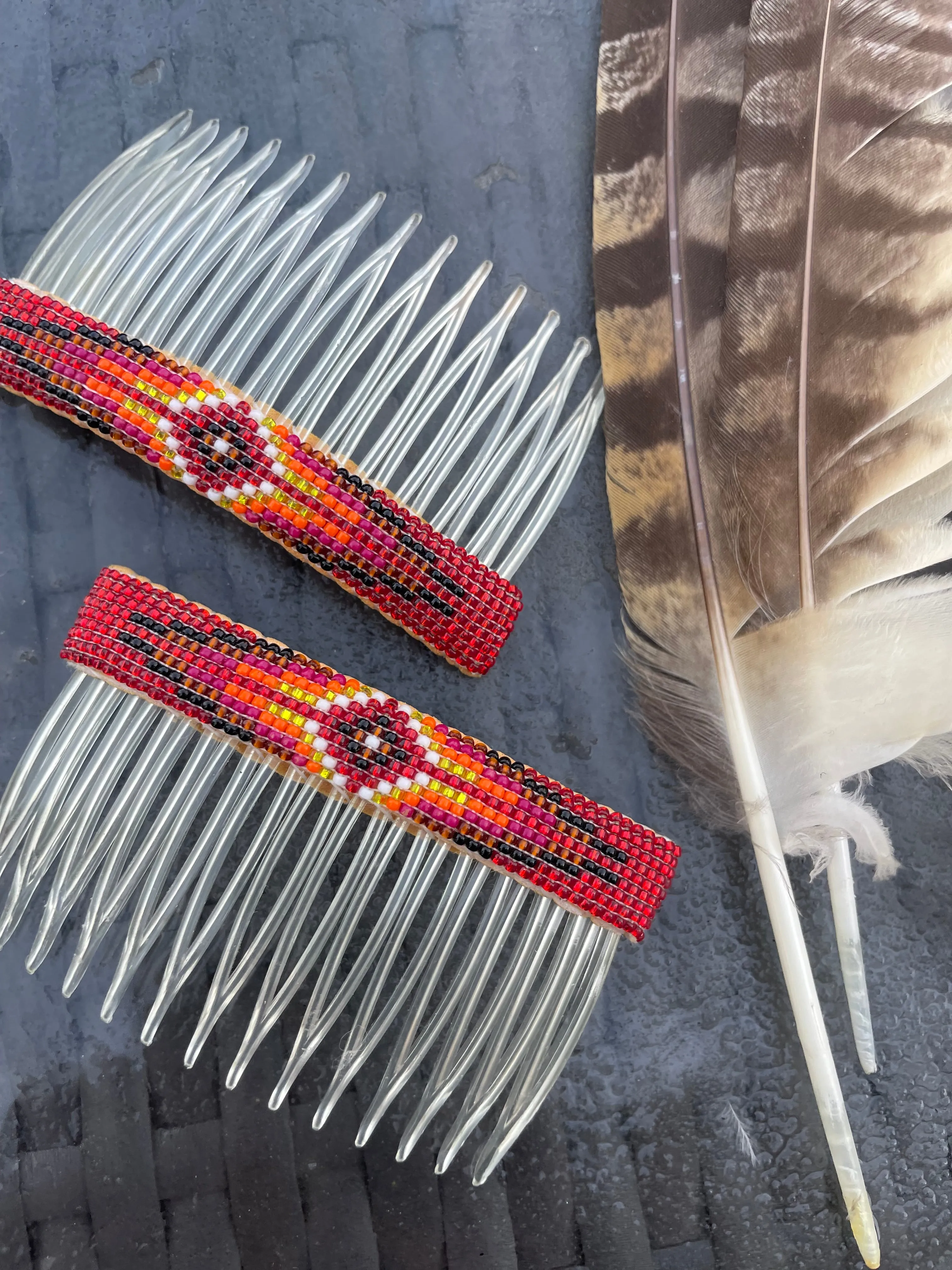 Native American Beaded Hair Combs