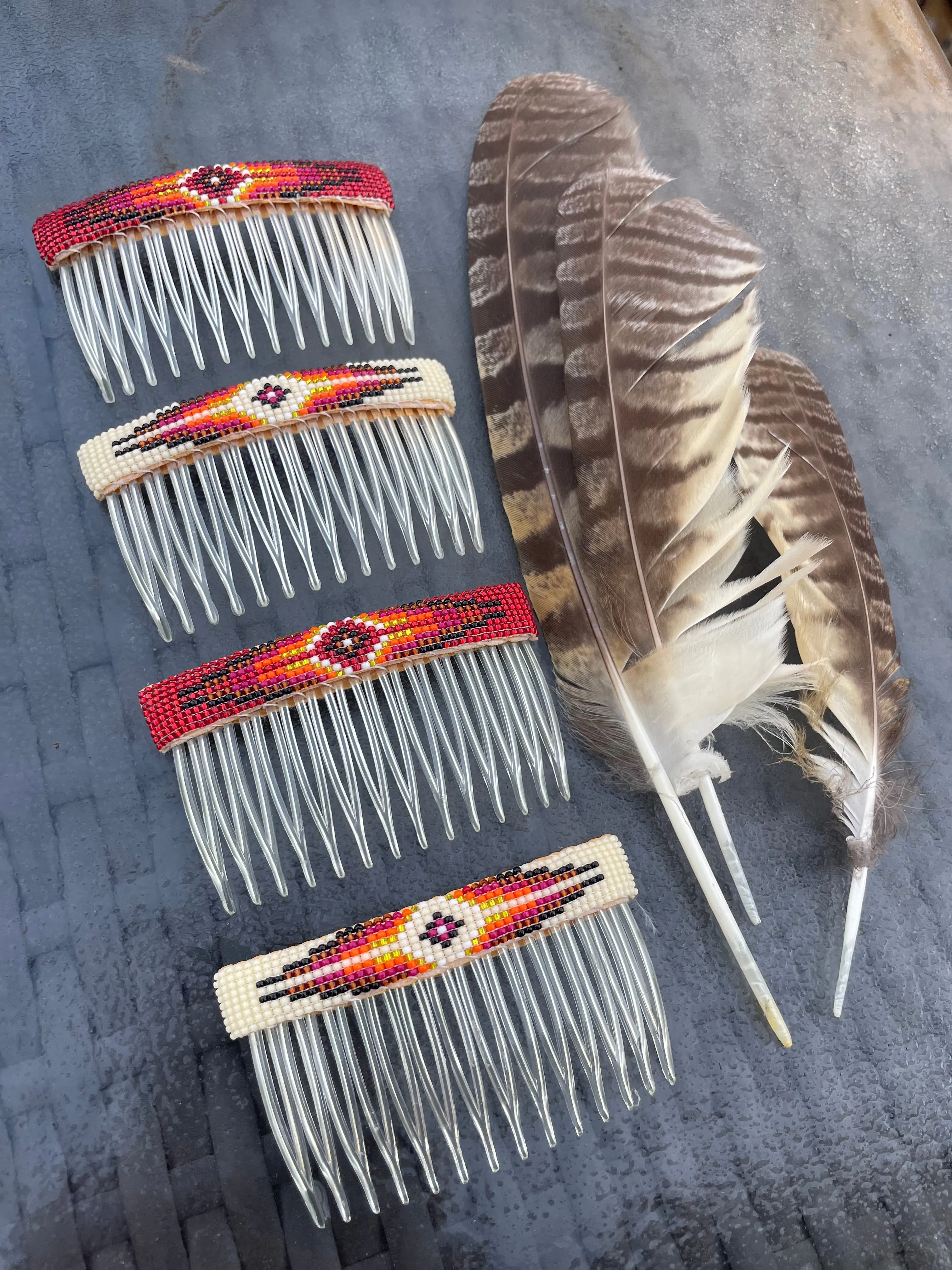Native American Beaded Hair Combs