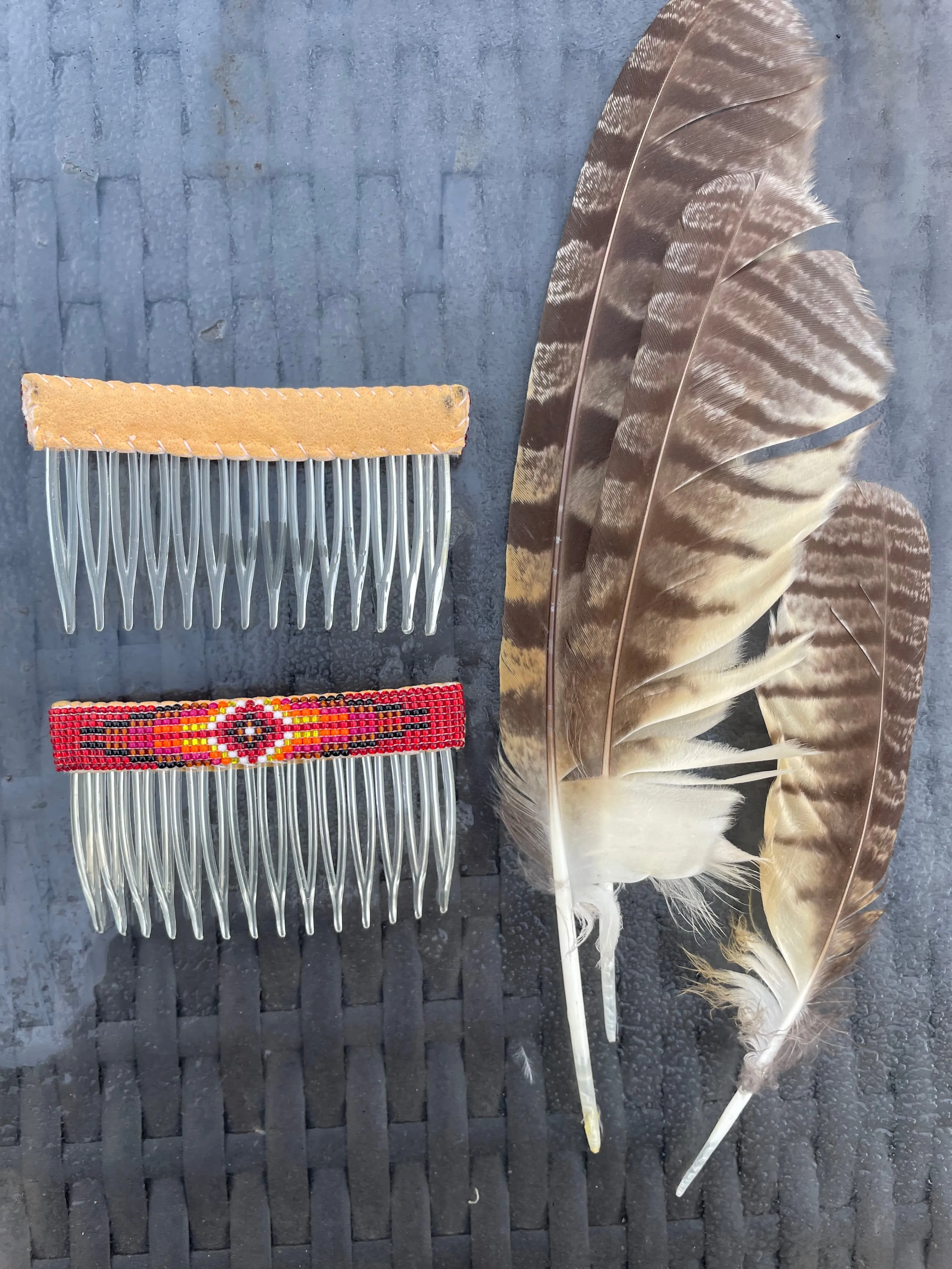 Native American Beaded Hair Combs