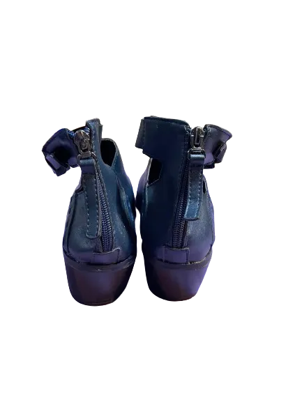 Navy Blue Ankle Strap Zippered Shoe