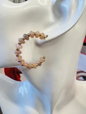 New Blush pink & gold beaded hoops