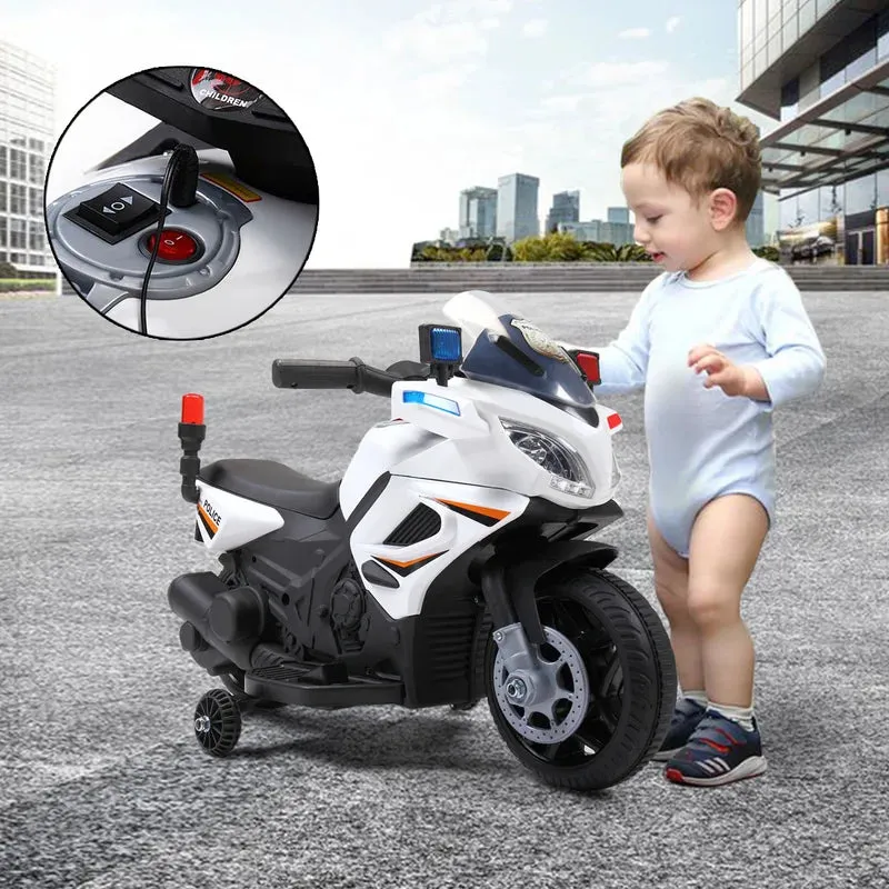 New fully assembled 6v Battery Powered Kids Ride On Police Motorcycle With Training Wheels! Ages 2-5 Yrs!