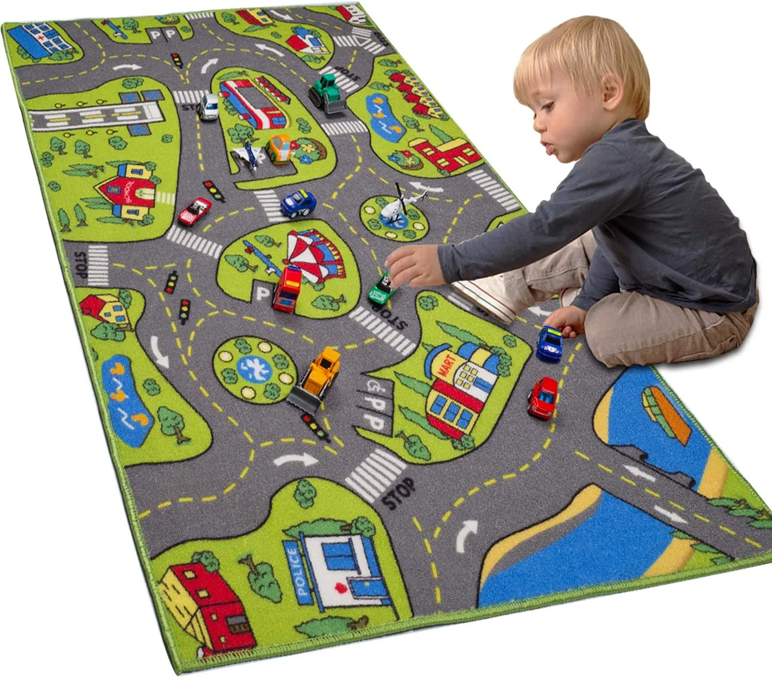 New Large Kids City Life Carpet Playmat Rug 32" x 52" with Non-Slip Backing! Retails $59 