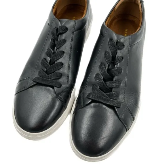 New Republic by Mark Monairy Kurt Black Leather Lace Up Trainers Size 9.5