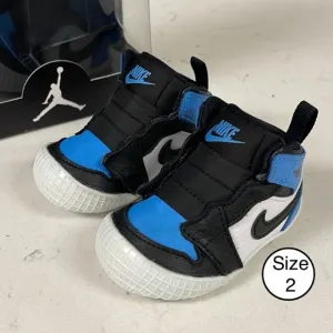 Nike Jordan 1 Crib Bootie AT3745-400 Size 2C University Blue / Black-White