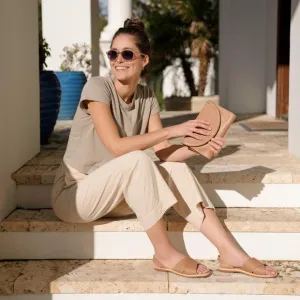 Nisolo All-Day Cross Strap Sandal In Almond Sz 9
