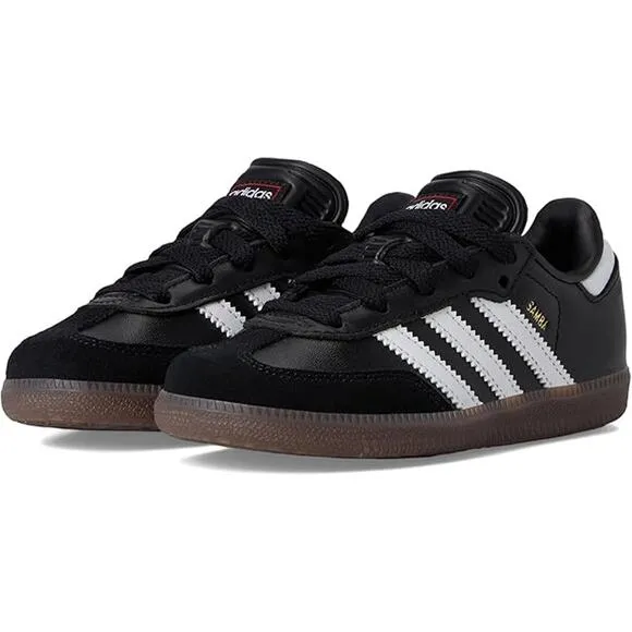 NWT adidas Unisex Big Kid Samba Indoor Sneaker, Black/White/Gum-Size 5