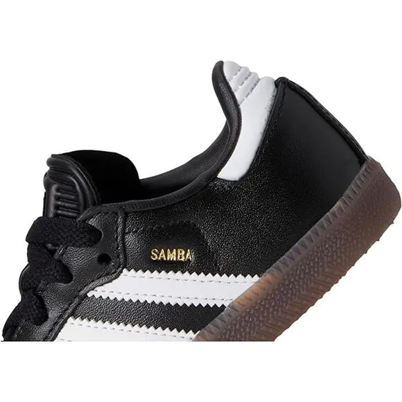 NWT adidas Unisex Big Kid Samba Indoor Sneaker, Black/White/Gum-Size 5