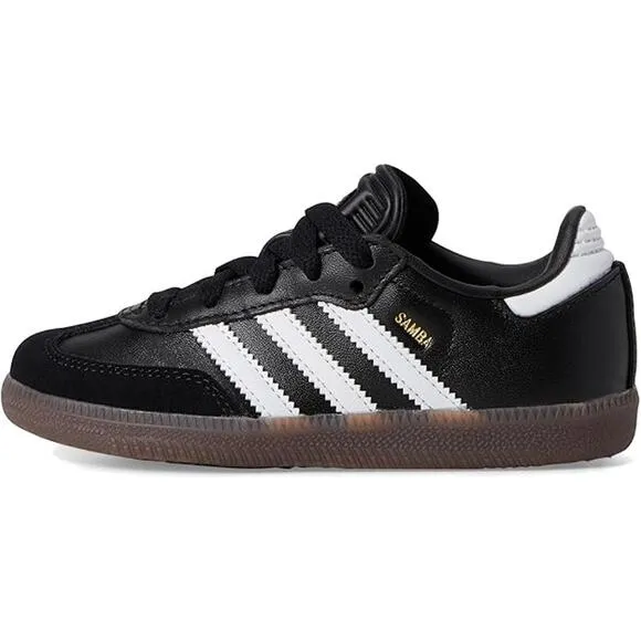 NWT adidas Unisex Big Kid Samba Indoor Sneaker, Black/White/Gum-Size 5