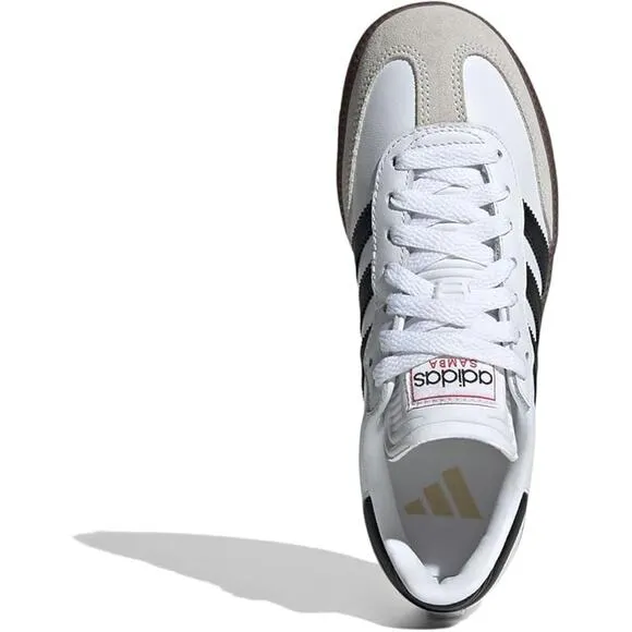 NWT adidas Unisex Little Kid Samba Indoor Sneaker, White/Black/Gum-Size 3.5
