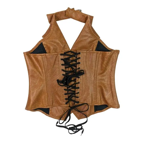 NWT Daisy Corsets TOP DRAWER FAUX LEATHER Collared Fullbust Steel Boned …