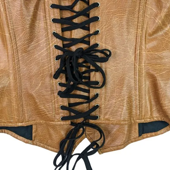 NWT Daisy Corsets TOP DRAWER FAUX LEATHER Collared Fullbust Steel Boned …