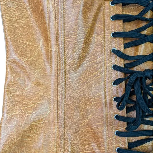 NWT Daisy Corsets TOP DRAWER FAUX LEATHER Collared Fullbust Steel Boned …