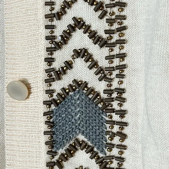 NWT Talbots Beaded Aztec Boho Button Down Cardigan Sweater Size XS