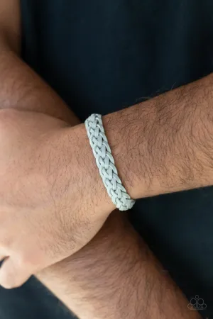 Paparazzi " Prairie Cruise " Gray LEATHER Braided Slide Adjustable Urban Unisex Bracelet