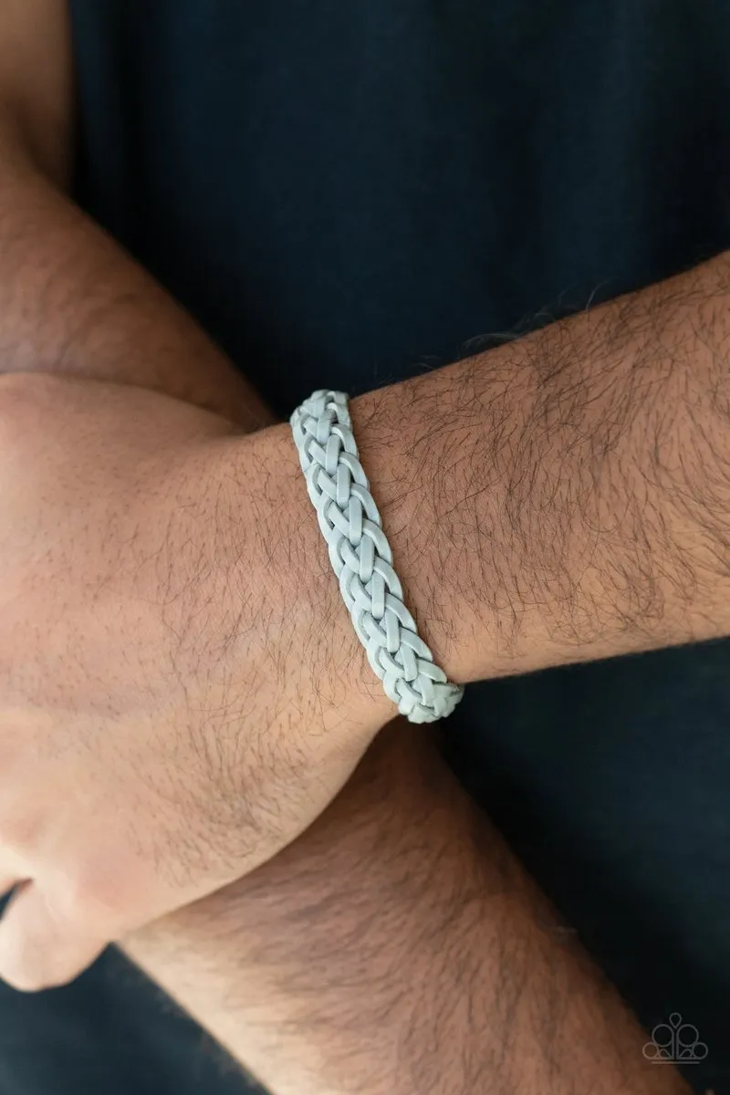 Paparazzi " Prairie Cruise " Gray LEATHER Braided Slide Adjustable Urban Unisex Bracelet