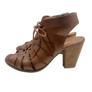 Paul Green Cosmo Peep Toe Lace Up &amp; Zip Brown Bootie women’s size 7.5