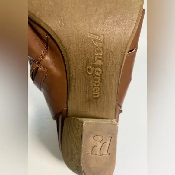 Paul Green Cosmo Peep Toe Lace Up &amp; Zip Brown Bootie women’s size 7.5
