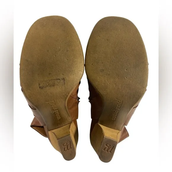 Paul Green Cosmo Peep Toe Lace Up &amp; Zip Brown Bootie women’s size 7.5