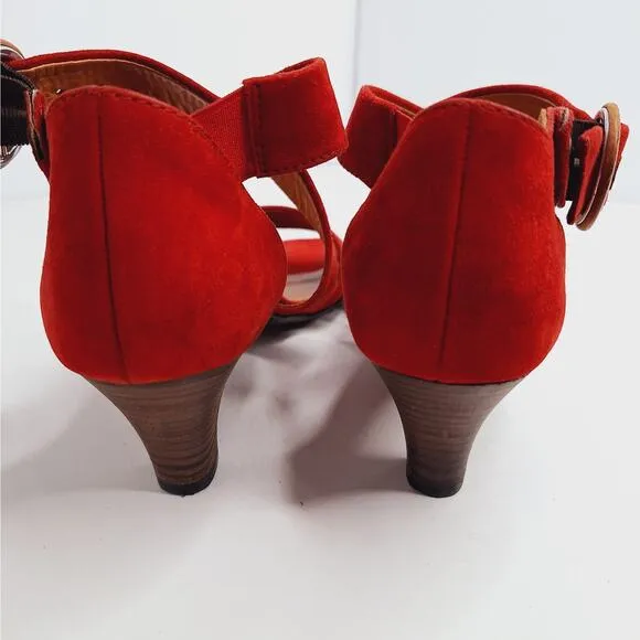 Paul Green Phyllis Open Toe Sandal Heels Suede UK 5.5 US 8 Ankle Strap Crossover