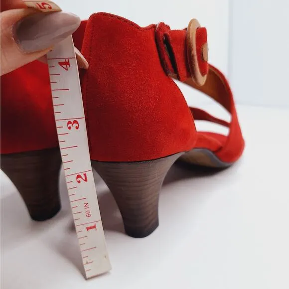 Paul Green Phyllis Open Toe Sandal Heels Suede UK 5.5 US 8 Ankle Strap Crossover