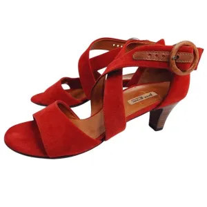 Paul Green Phyllis Open Toe Sandal Heels Suede UK 5.5 US 8 Ankle Strap Crossover