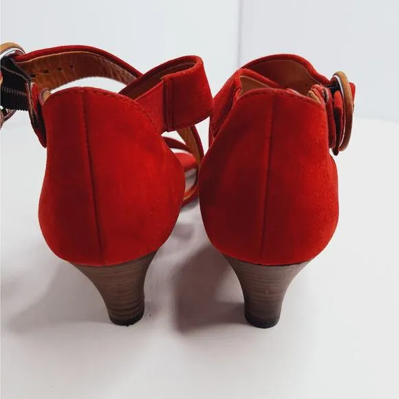 Paul Green Phyllis Open Toe Sandal Heels Suede UK 5.5 US 8 Ankle Strap Crossover
