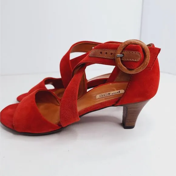 Paul Green Phyllis Open Toe Sandal Heels Suede UK 5.5 US 8 Ankle Strap Crossover
