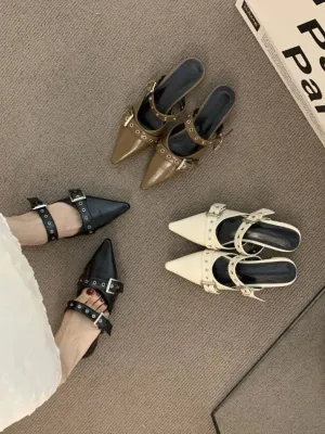 Point Toe Eyelet Buckle Sandals