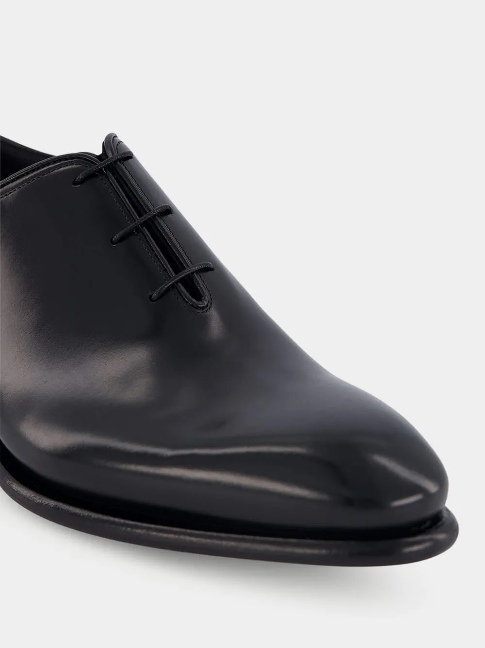 Polished Black Leather Oxford Shoes